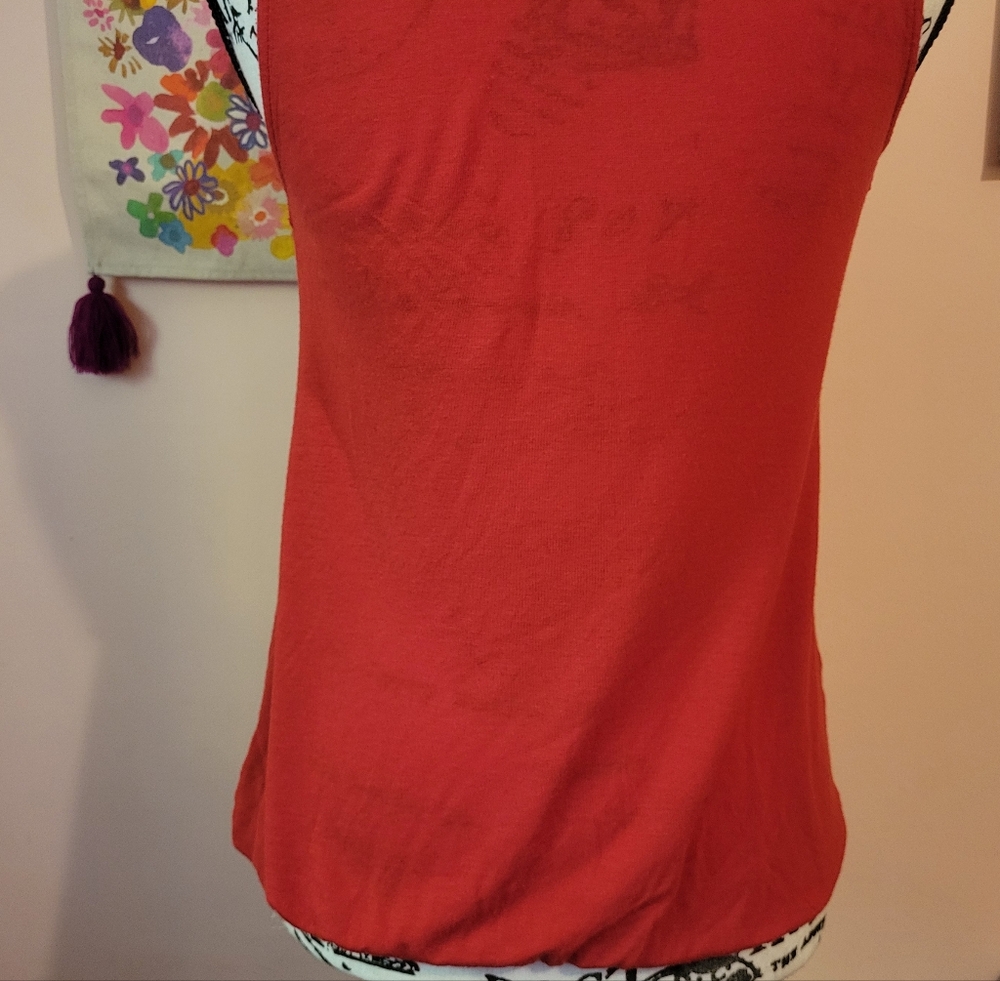 100% Modal The Limited Sleeveless Red Boho Top With Pockets, Elastic Hem, EUC XS - Picture 12 of 16